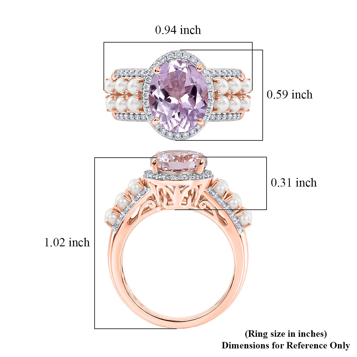 D'Joy Premium Martha Rocha Kunzite and Multi Gemstone 4.25 ctw Blush Pearl Band Ring in 18K Vermeil Rose Gold Over Sterling Silver (Size  10.0) image number 5