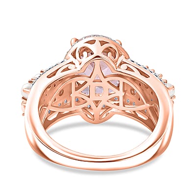D'Joy Premium Martha Rocha Kunzite and Multi Gemstone 4.25 ctw Blush Pearl Band Ring in 18K Vermeil Rose Gold Over Sterling Silver (Size  6.0)
