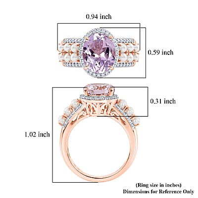 D'Joy Premium Martha Rocha Kunzite and Multi Gemstone 4.25 ctw Blush Pearl Band Ring in 18K Vermeil Rose Gold Over Sterling Silver (Size  6.0)