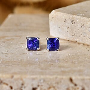 D'Joy Premium Tanzanite 1.80 ctw Earrings in Rhodium Over Sterling Silver