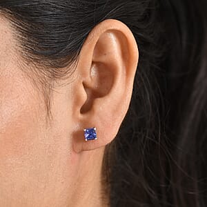 D'Joy Premium Tanzanite 1.80 ctw Earrings in Rhodium Over Sterling Silver