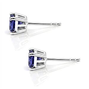D'Joy Premium Tanzanite 1.80 ctw Earrings in Rhodium Over Sterling Silver