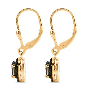 D'Joy Green Tanzanite and Green Diamond IR 1.10 ctw Earrings in 18K Vermeil Yellow Gold Over Sterling Silver