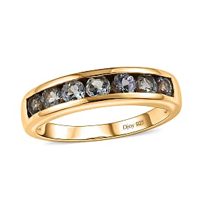 D'Joy Green Tanzanite 0.90 ctw Ring in 18K YG Plated Sterling Silver (Size 8.0)