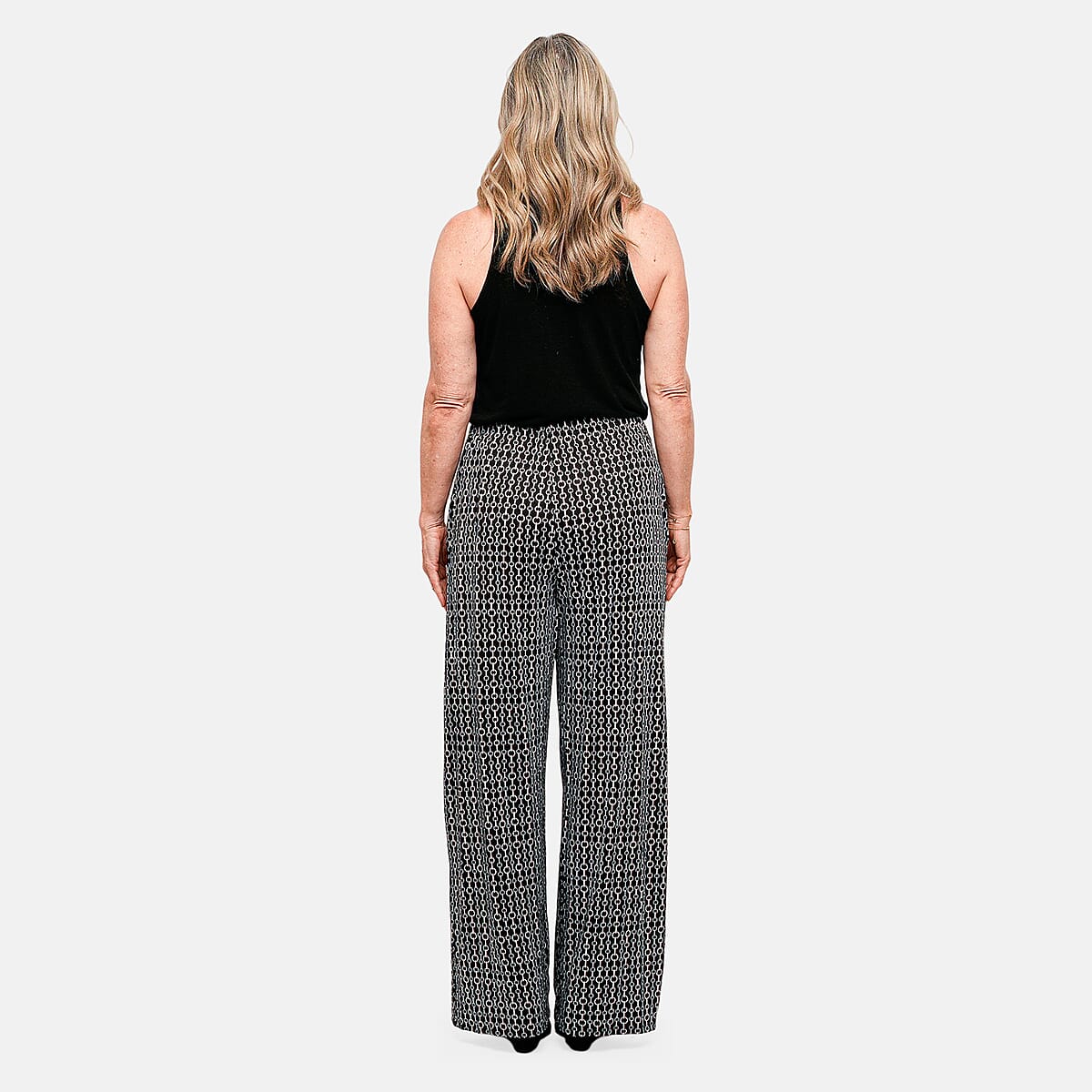 Joi De Vivre Chain Print 30 Black/Tan Pants with Sash and Pockets -L image number 3