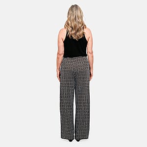 Joi De Vivre Chain Print 30 Black/Tan Pants with Sash and Pockets -L
