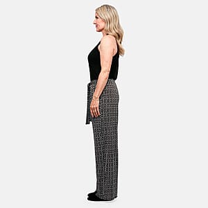 Joi De Vivre Chain Print 30 Black/Tan Pants with Sash and Pockets -XL