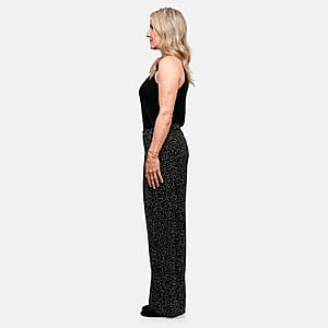 Joi De Vivre Pin Dot 30 Black/Eggshell Pants with Pleats and Pockets -L