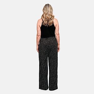 Joi De Vivre Pin Dot 30 Black/Eggshell Pants with Pleats and Pockets -L