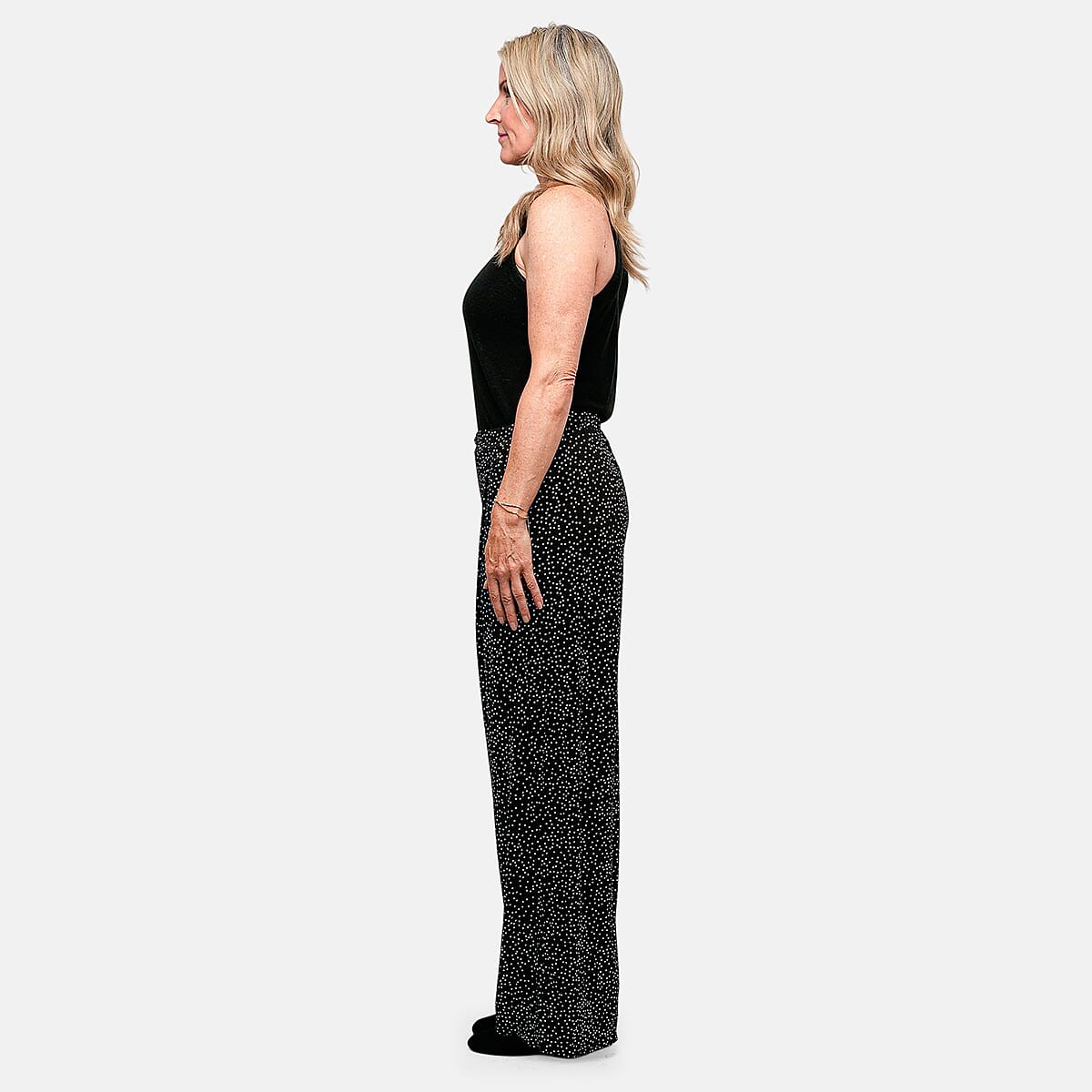 Joi De Vivre Pin Dot 30 Black/Eggshell Pants with Pleats and Pockets -XL image number 2