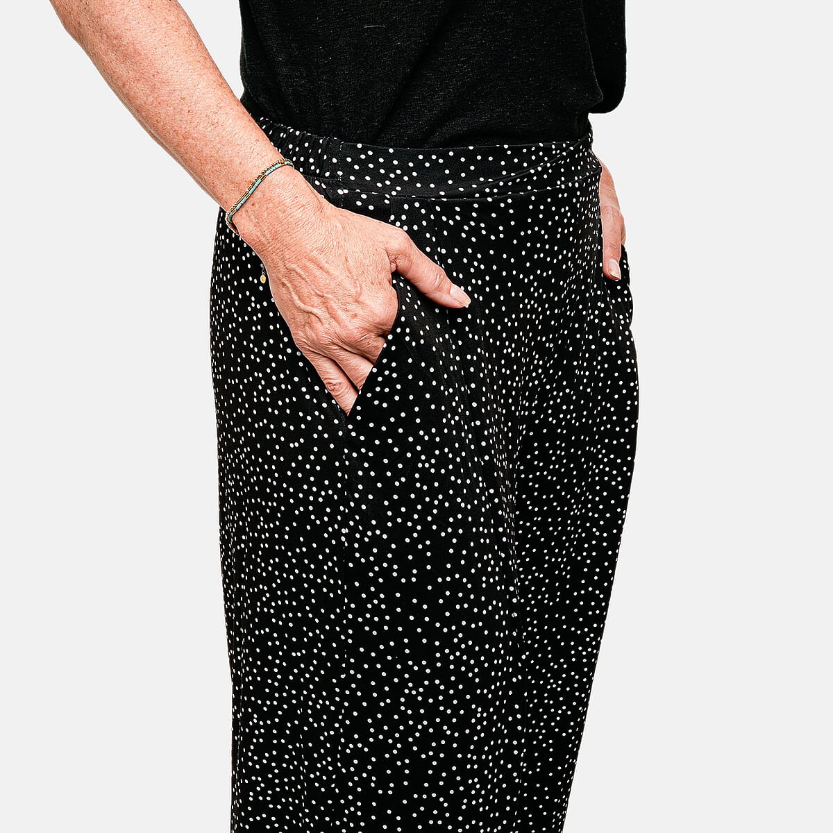 Joi De Vivre Pin Dot 30 Black/Eggshell Pants with Pleats and Pockets -XL image number 4