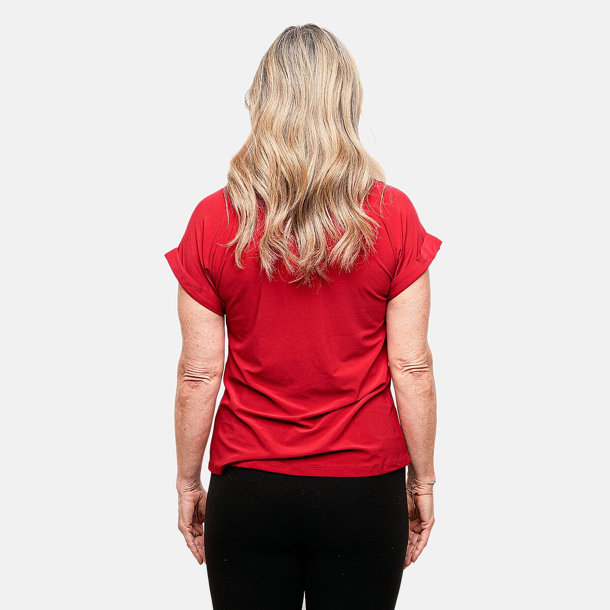 Joi De Vivre Red Zipper S/S Knit Top-L image number 3