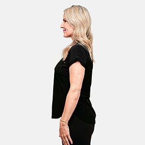Joi De Vivre Black Knit Top With 2 Front Pockets-L