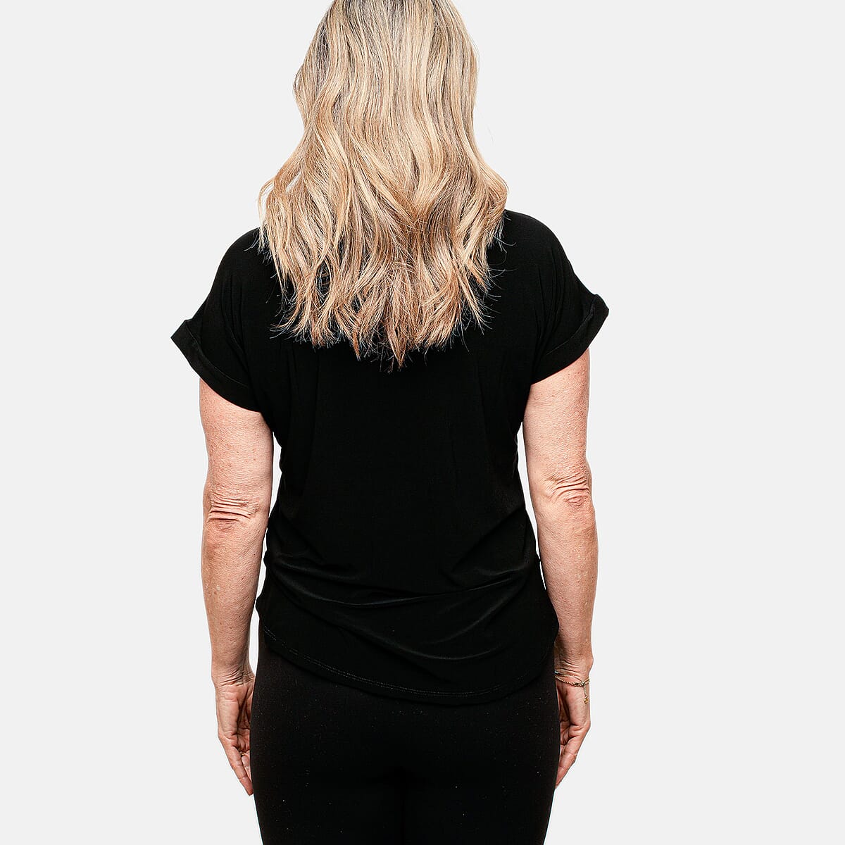Joi De Vivre Black Knit Top With 2 Front Pockets-L image number 3