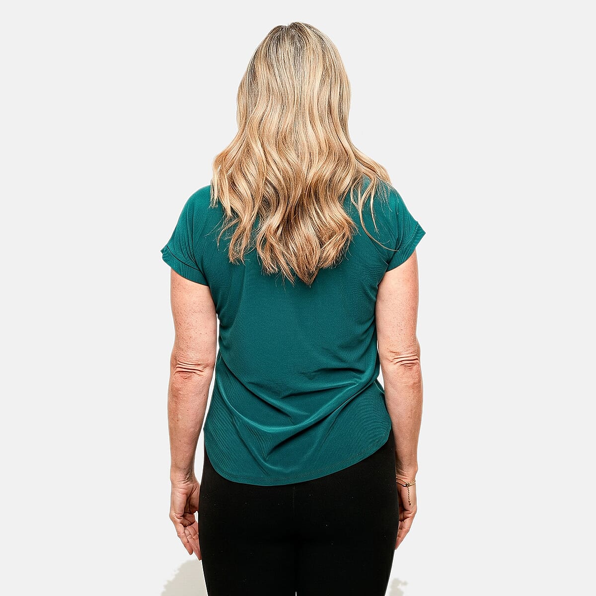 Joi De Vivre Teal Knit Top With 2 Front Pockets-M image number 3