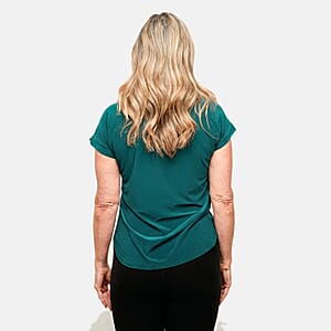 Joi De Vivre Teal Knit Top With 2 Front Pockets-M