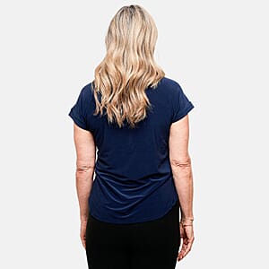 Joi De Vivre Navy Knit Top With 2 Front Pockets-M