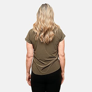 Joi De Vivre Olive Green Knit Top With 2 Front Pockets-XL