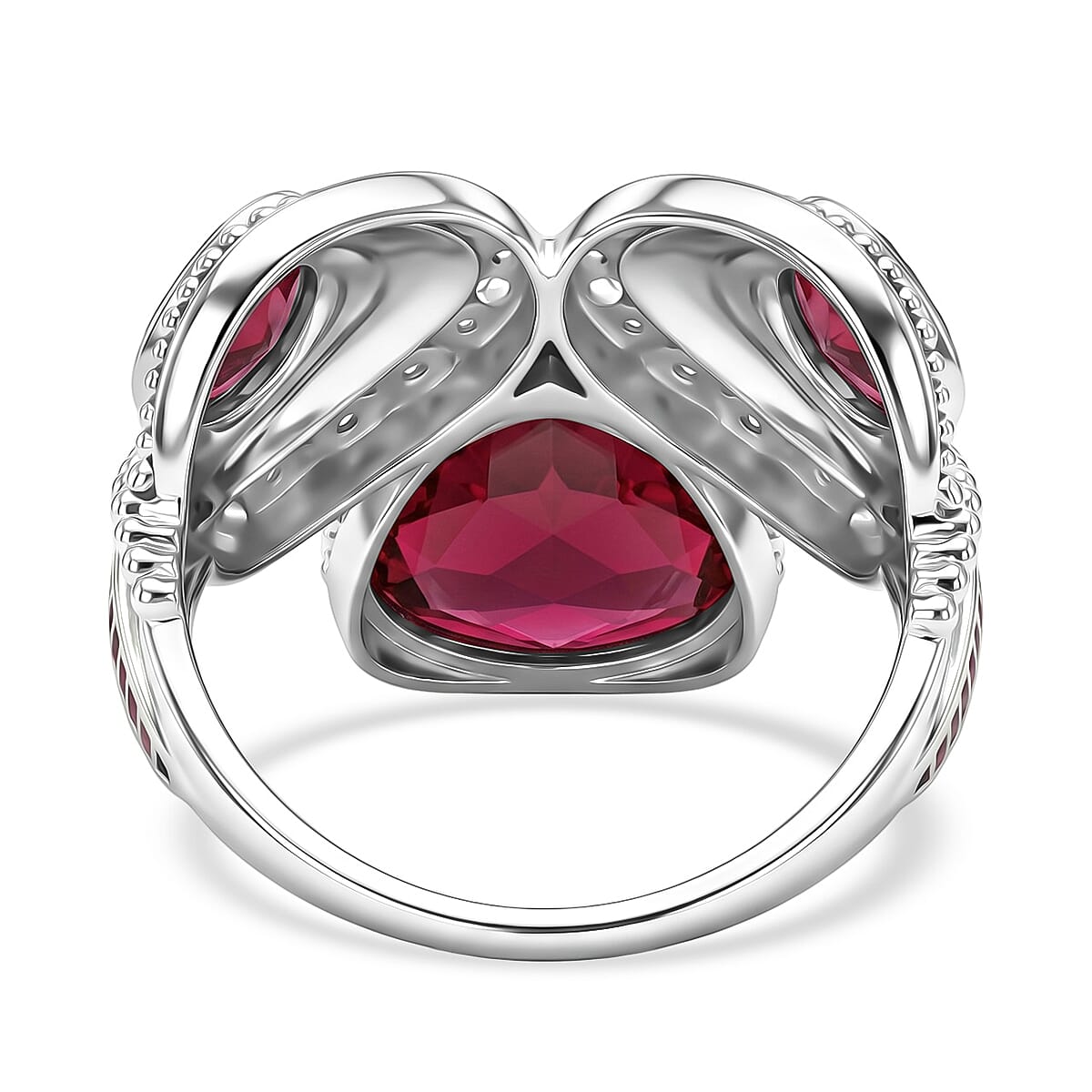 Sajen Silver Lab Created Ruby Ring in Rhodium Over Sterling Silver (Size 10.0) 13.65 ctw image number 4