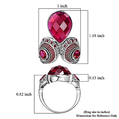 Sajen Silver Lab Created Ruby 13.65 ctw Ring in Rhodium Over Sterling Silver (Size 6.0)