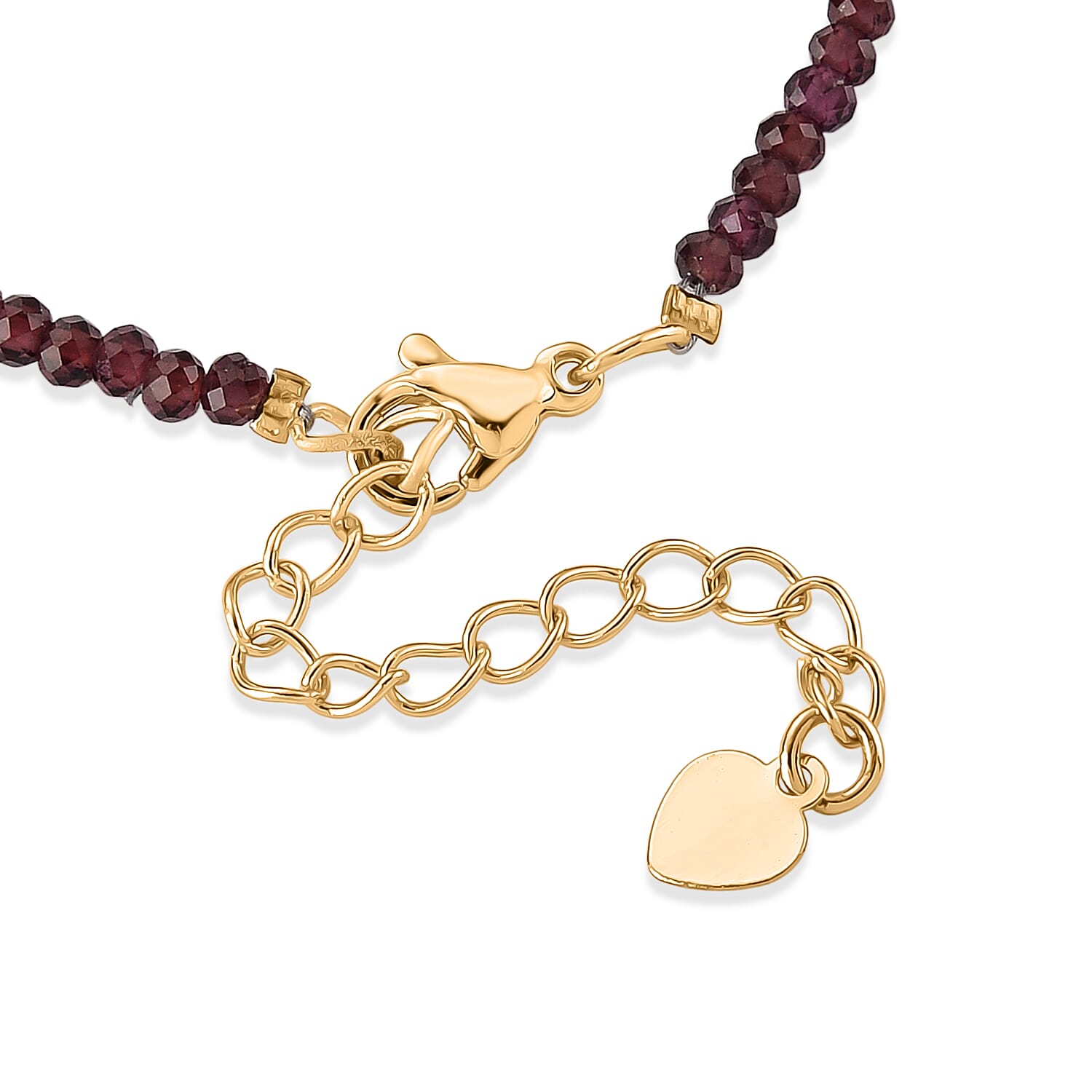 Red Garnet and Freshwater Pearl 2.00 ctw Strach Bracelet in Goldtone (6.5-8In)
