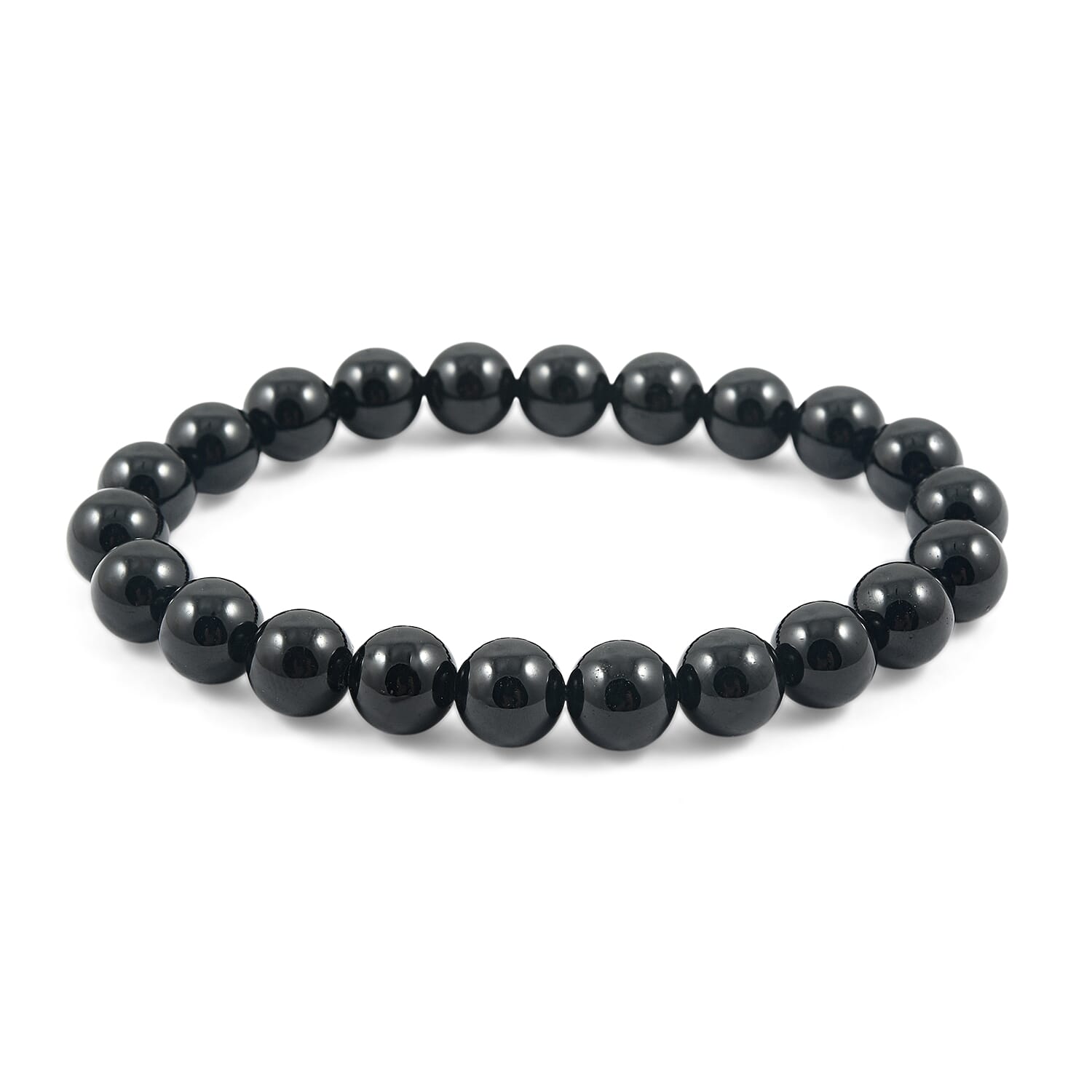 Black Tourmaline Beaded Stretch Bracelet (6.5-7.0In) 114.00 ctw