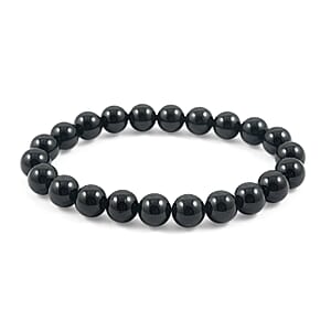 Black Tourmaline Beaded Stretch Bracelet (6.5-7.0In) 114.00 ctw