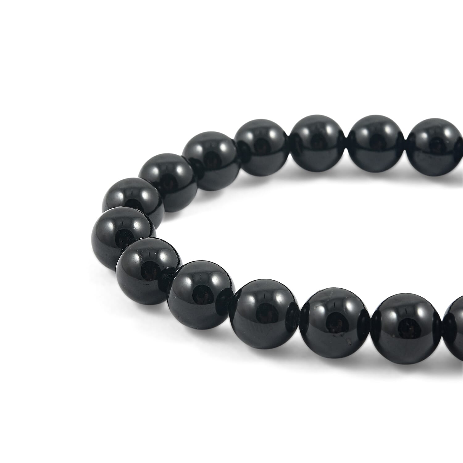 Black Tourmaline Beaded Stretch Bracelet (6.5-7.0In) 114.00 ctw