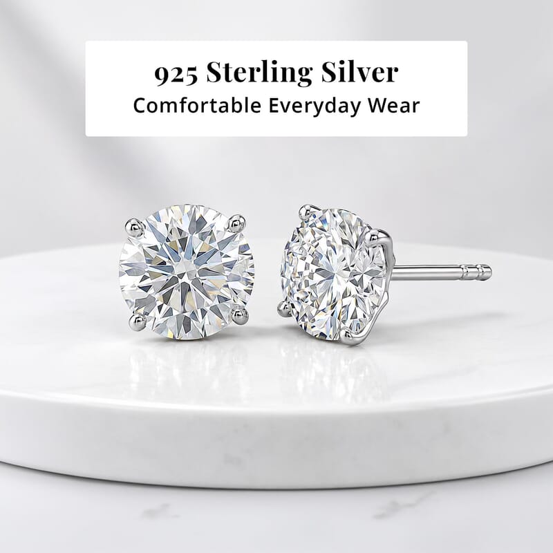 Moissanite 1.90 ctw Stud Earrings in 10K White Gold