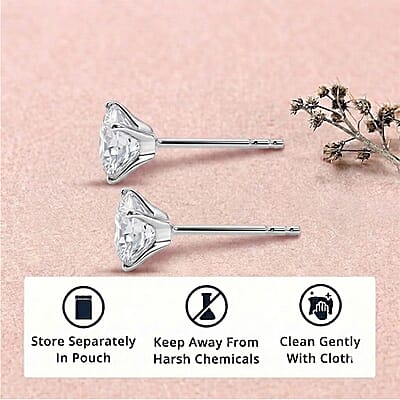 Moissanite 1.90 ctw Stud Earrings in 10K White Gold