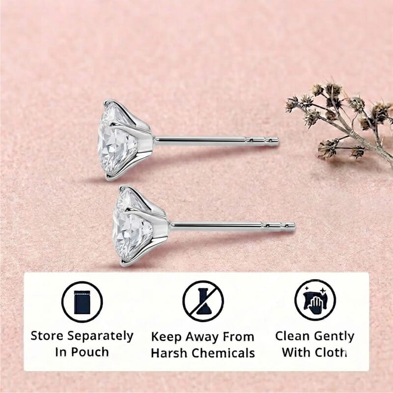 Moissanite 1.90 ctw Stud Earrings in 10K White Gold