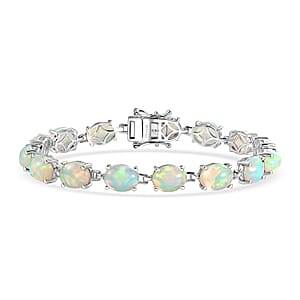 D'Joy AAA Ethiopian Welo Opal 15.60 ctw Elegance Bracelet in Rhodium Over Sterling Silver (6.50 In)