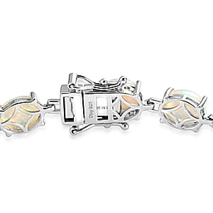 D'Joy AAA Ethiopian Welo Opal 15.60 ctw Elegance Bracelet in Rhodium Over Sterling Silver (6.50 In)