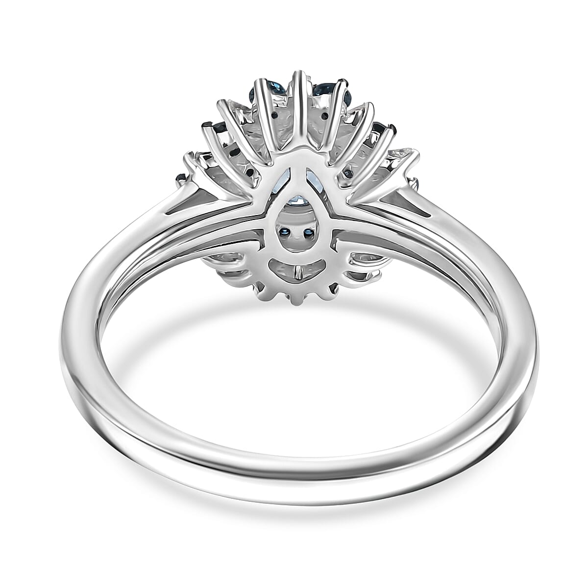 D'Joy Peacock Tanzanite, Blue and White Diamond IR 0.75 ctw Ring in Rhodium Over Sterling Silver (Size 8.0) image number 5