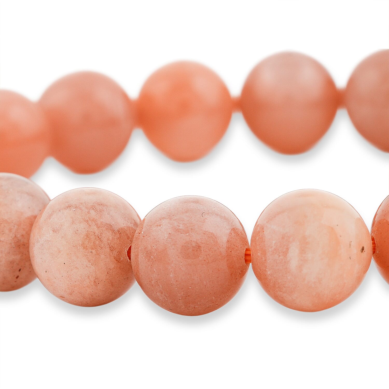 Peach Moonstone Beaded Stretch Bracelet (6.5-7.0In) 119.00 ctw