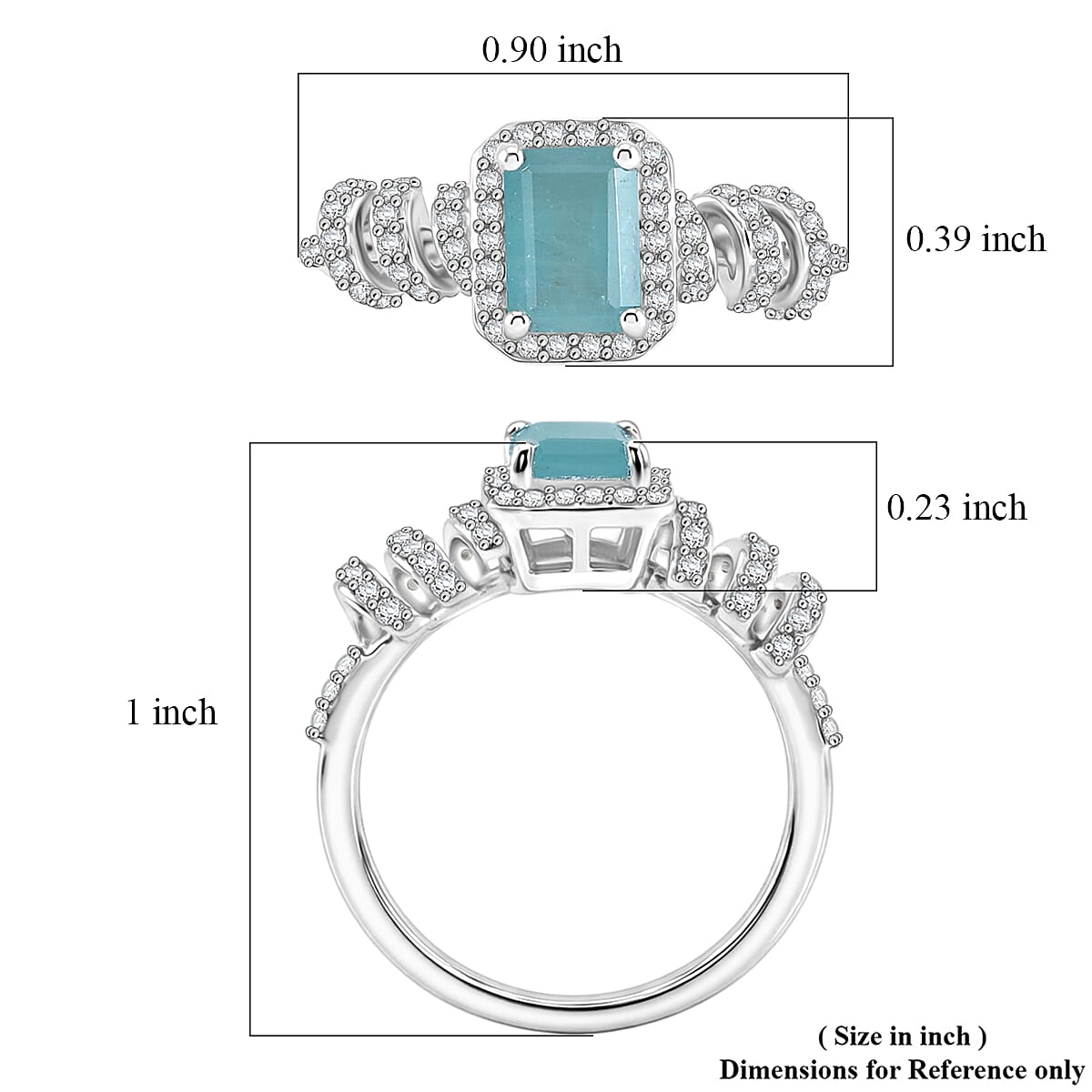 D'Joy Premium Grandidierite and White Zircon 1.60 ctw Tidal Twist Ring in Rhodium Over Sterling Silver (Size  5.0)