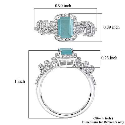 D'Joy Premium Grandidierite and White Zircon 1.60 ctw Tidal Twist Ring in Rhodium Over Sterling Silver (Size  5.0)