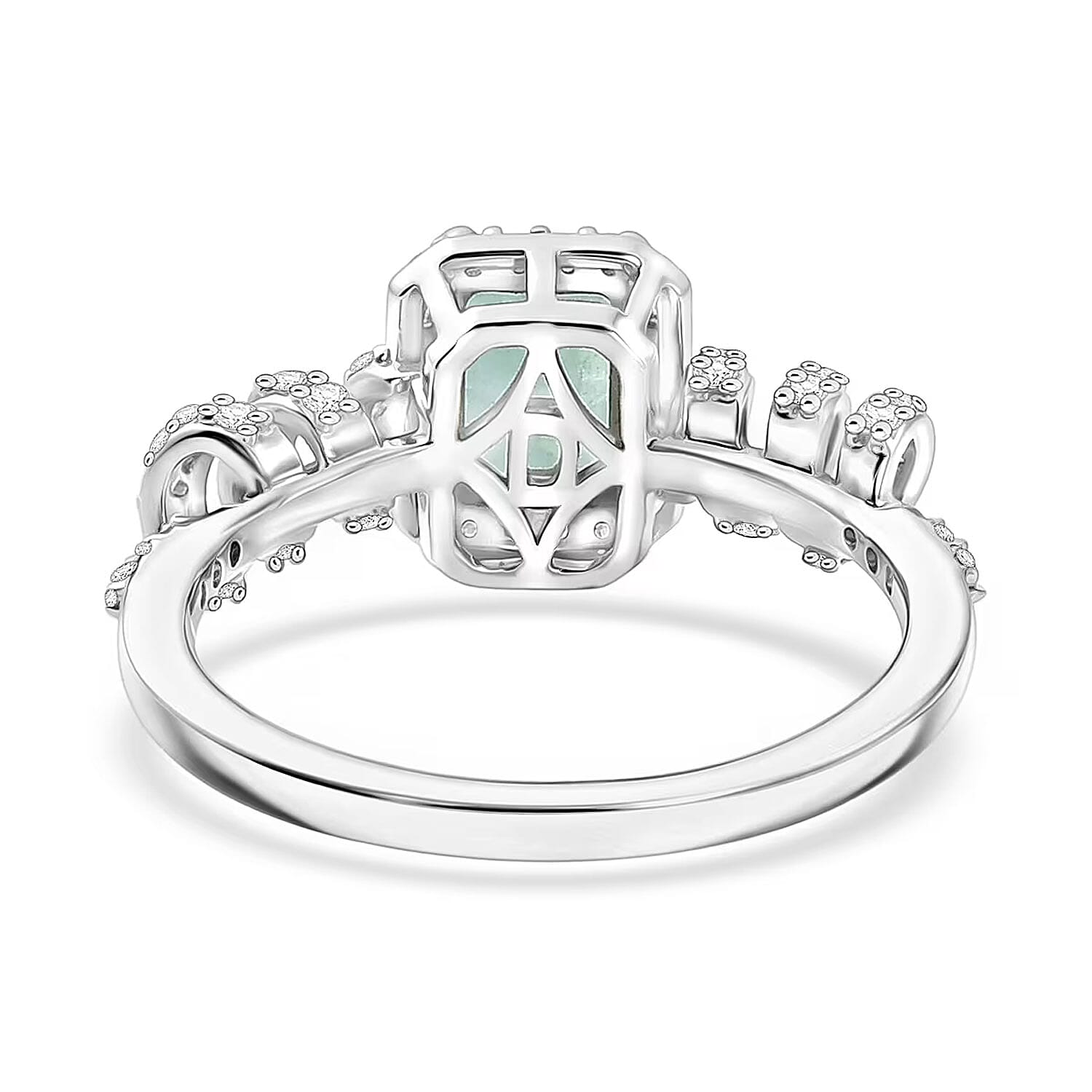D'Joy Premium Grandidierite and White Zircon 1.60 ctw Tidal Twist Ring in Rhodium Over Sterling Silver (Size  5.0)