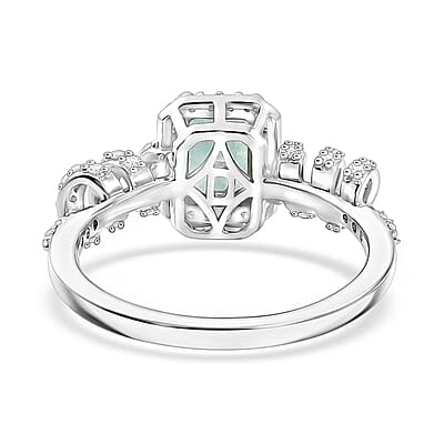D'Joy Premium Grandidierite and White Zircon 1.60 ctw Tidal Twist Ring in Rhodium Over Sterling Silver (Size  5.0)