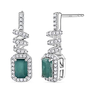 D'Joy Premium Grandidierite and White Zircon 2.00 ctw Tidal Twist Earrings in Rhodium Over Sterling Silver