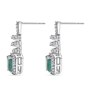 D'Joy Premium Grandidierite and White Zircon 2.00 ctw Tidal Twist Earrings in Rhodium Over Sterling Silver
