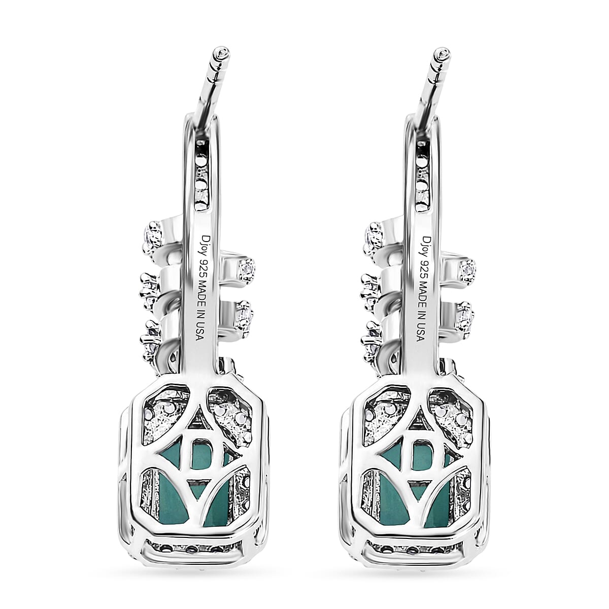 D'Joy Premium Grandidierite and White Zircon 2.00 ctw Tidal Twist Earrings in Rhodium Over Sterling Silver