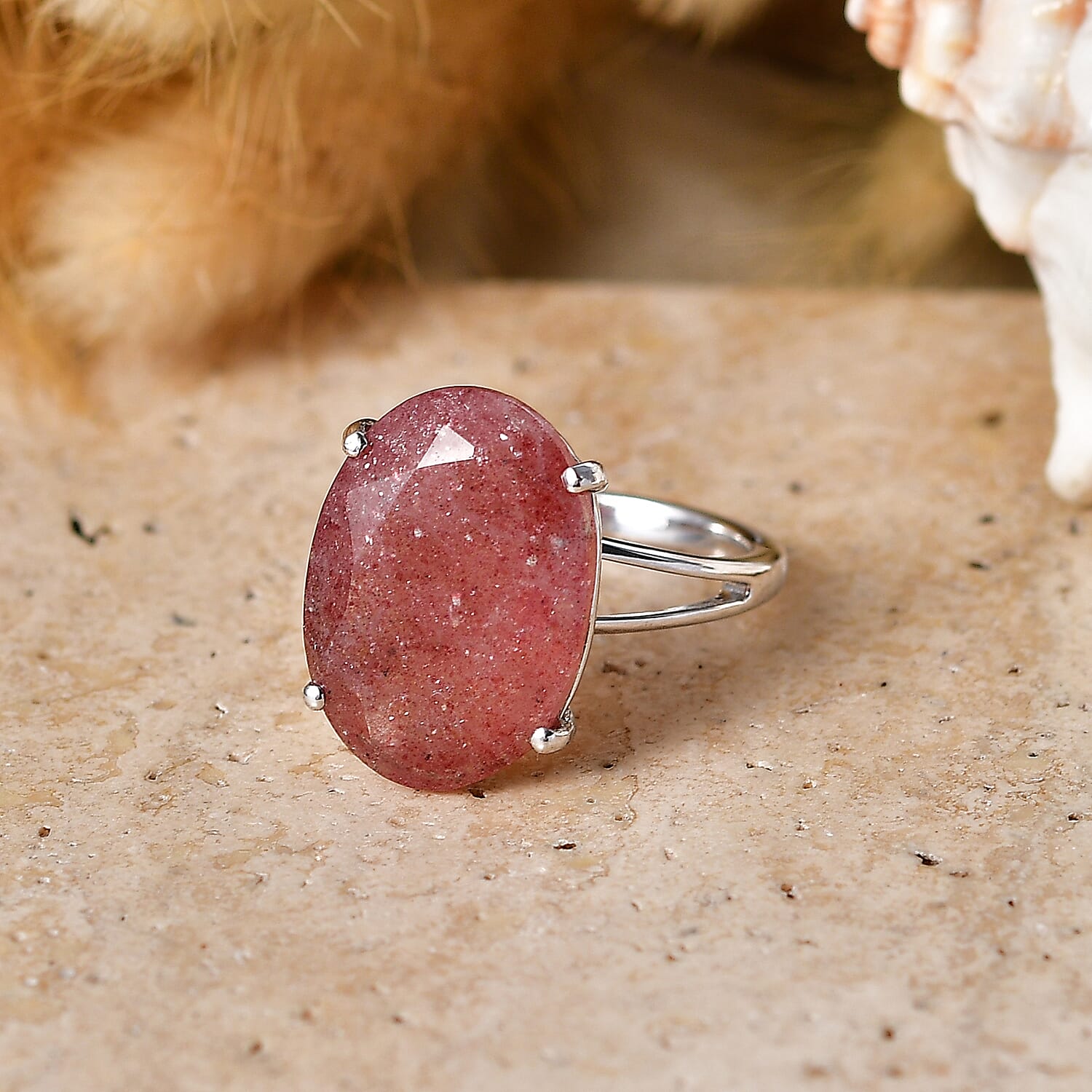 D'Joy Premium Tanzanian Natronite 10.25 ctw Ring in Rhodium Over Sterling Silver (Size 6.5)