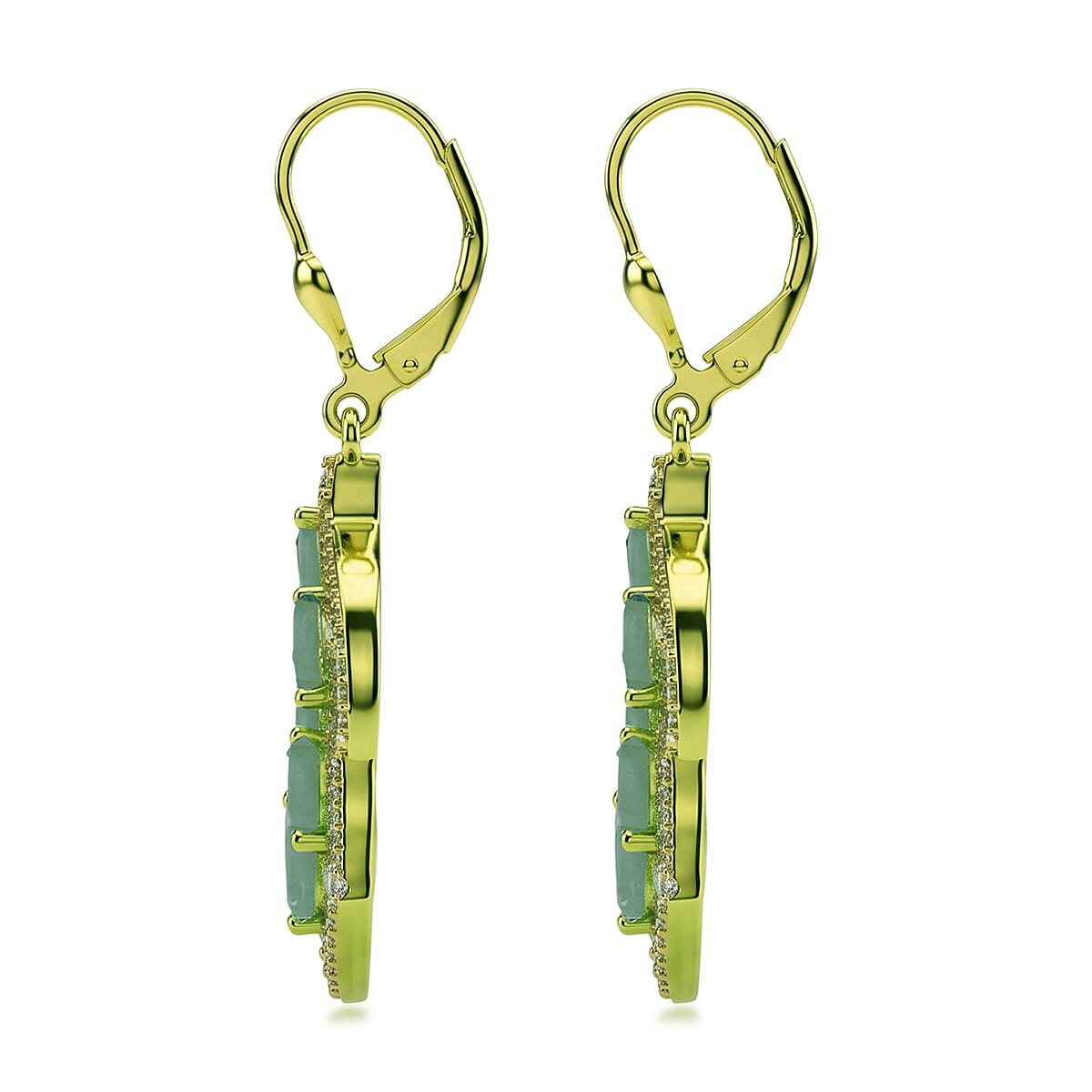 D'Joy Premium Grandidierite and White Zircon 4.40 ctw Tidal Vine Earrings in Green E-coat Sterling Silver