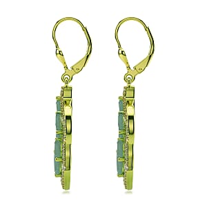 D'Joy Premium Grandidierite and White Zircon 4.40 ctw Tidal Vine Earrings in Green E-coat Sterling Silver