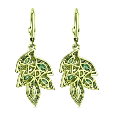 D'Joy Premium Grandidierite and White Zircon 4.40 ctw Tidal Vine Earrings in Green E-coat Sterling Silver