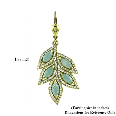 D'Joy Premium Grandidierite and White Zircon 4.40 ctw Tidal Vine Earrings in Green E-coat Sterling Silver