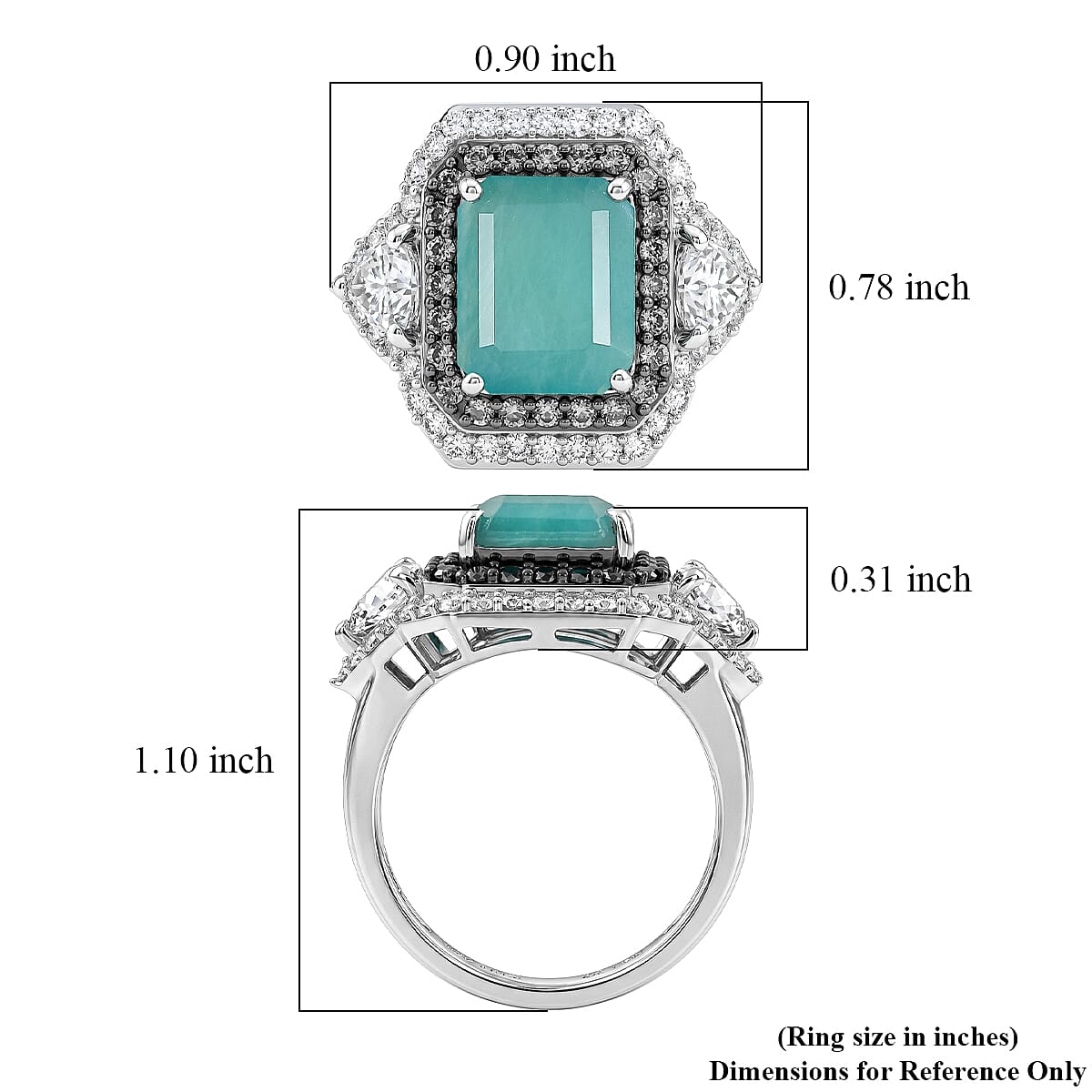 D'Joy Premium Grandidierite and Multi Gemstone 7.60 ctw Ocean Embrace Ring in Rhodium Over Sterling Silver (Size 10.0) image number 5
