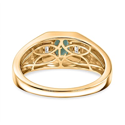 Premium Grandidierite and Luxuriant Lab Grown Diamond G-H SI 1.35 ctw Men's Ring in 18K Vermeil Yellow Gold Over Sterling Silver (Size  9.0)