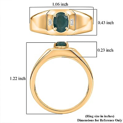 Premium Grandidierite and Luxuriant Lab Grown Diamond G-H SI 1.35 ctw Men's Ring in 18K Vermeil Yellow Gold Over Sterling Silver (Size  9.0)